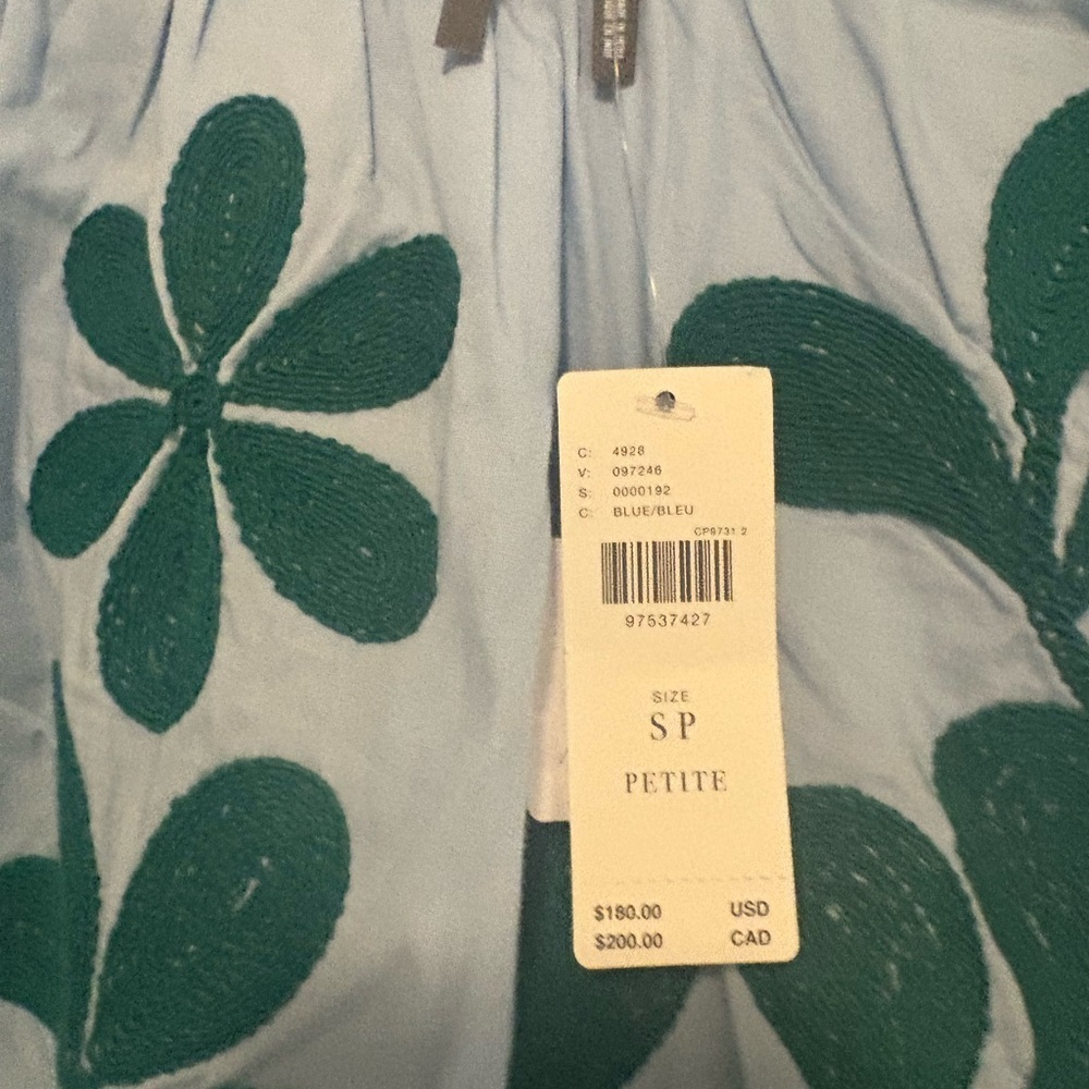 Anthropologie Embroidered Puff-Sleeve Midi Dress SP Color: Blue NWT - Picture 5 of 6